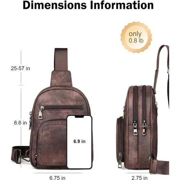 Sling Bags for Women Crossbody Bags, Designer PU Leather Sling Purse - Picture 5 of 6